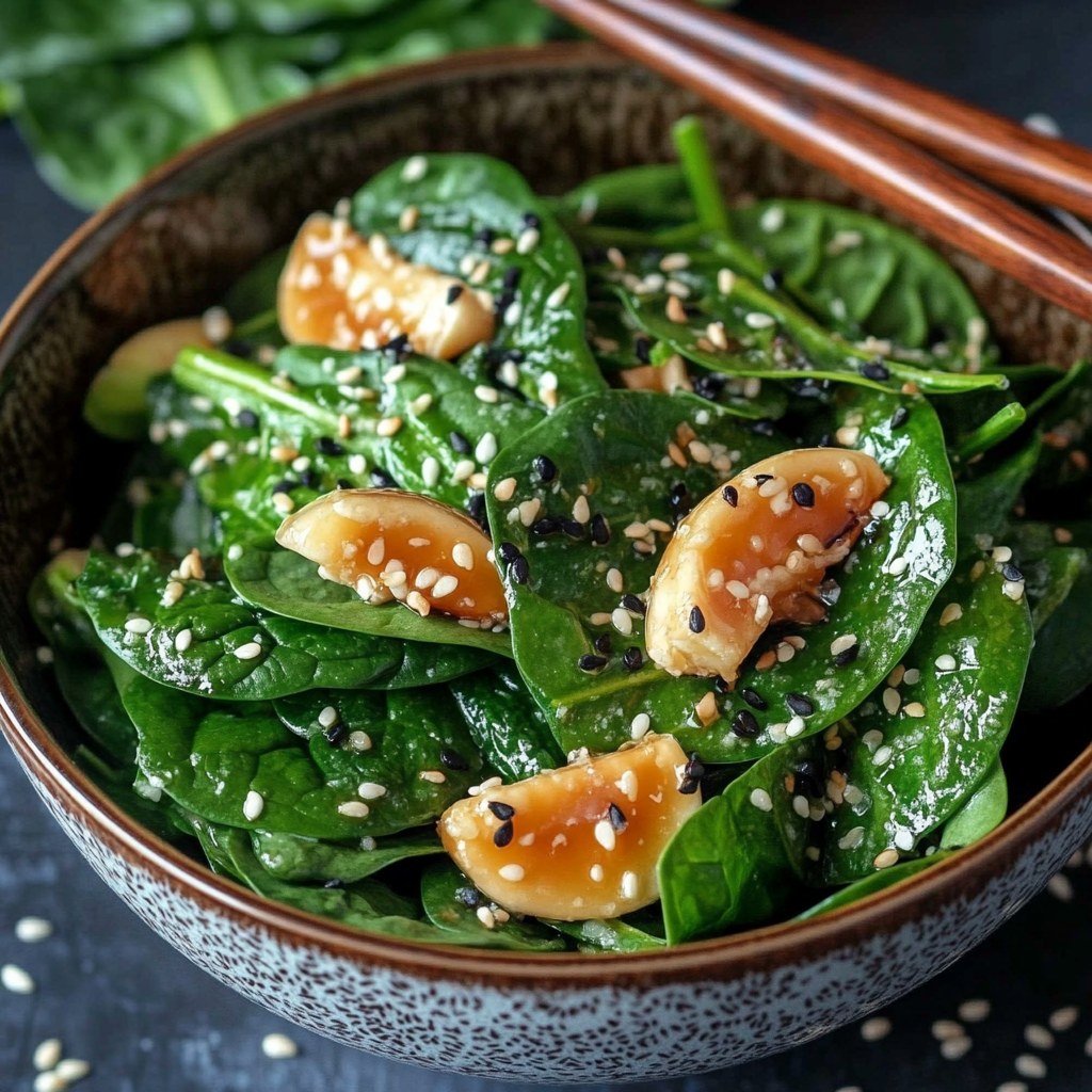 Japanese Spinach Salad with Everything Bagel & Lime Chili Twist