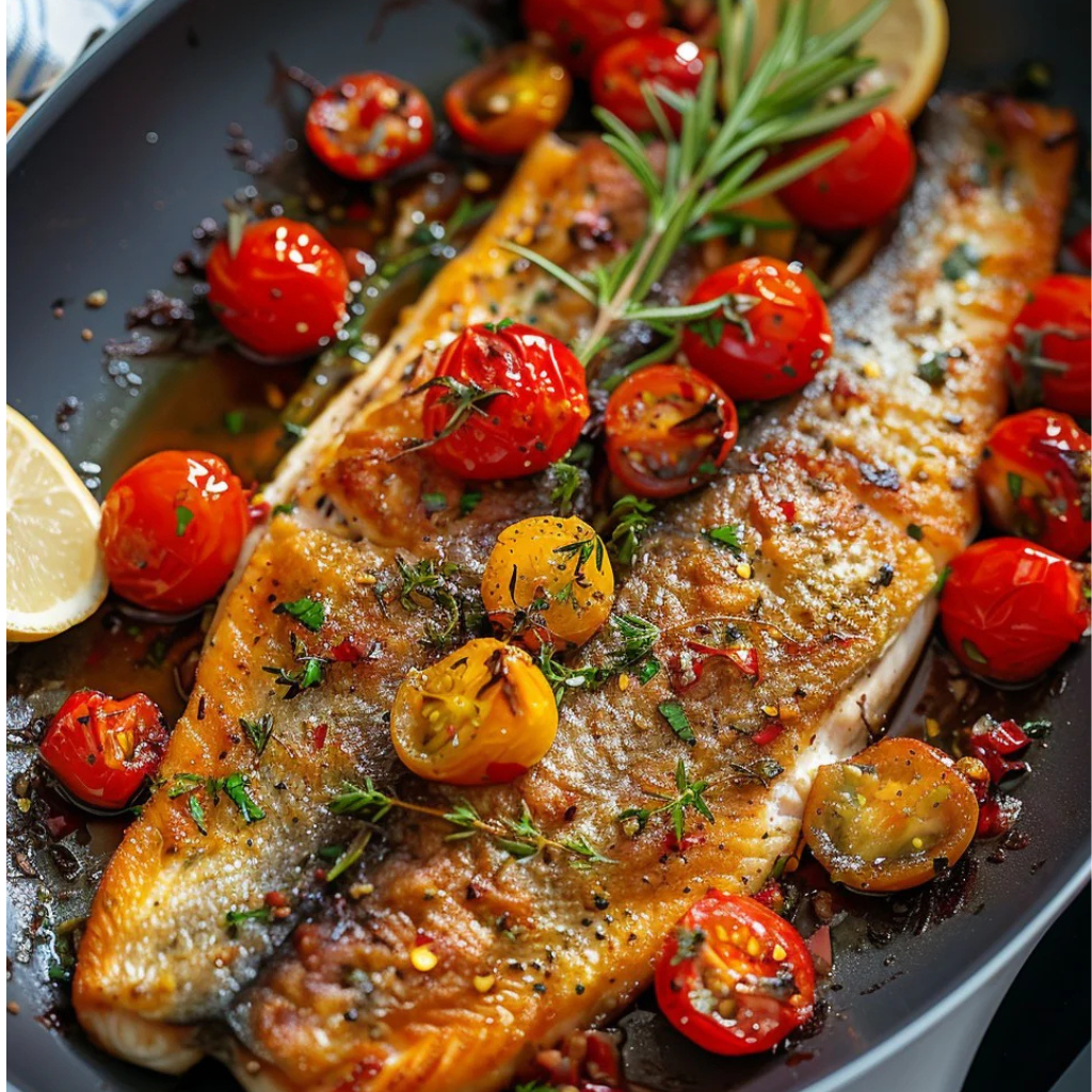Mediterranean Baked Fish with Lemon Herb Tomatoes