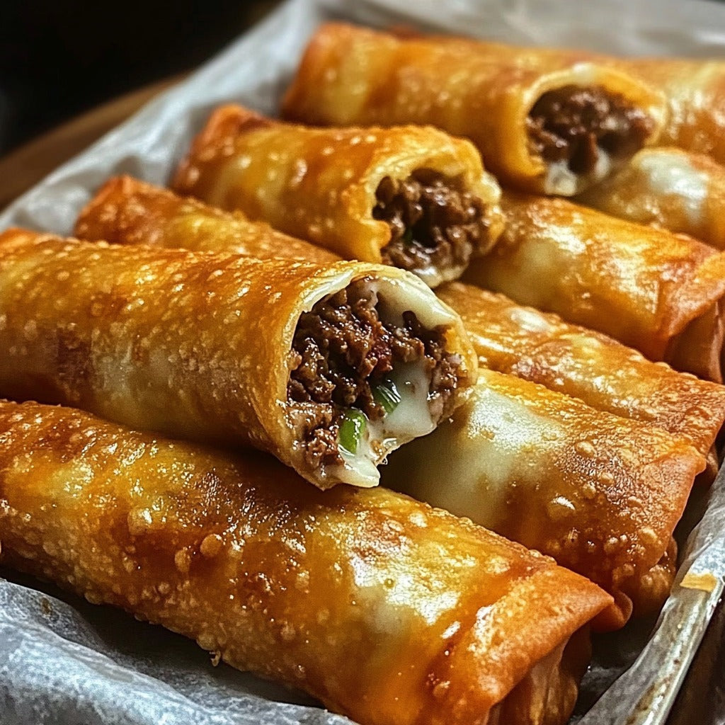 Garlic Parmesan Philly Cheesesteak Egg Rolls